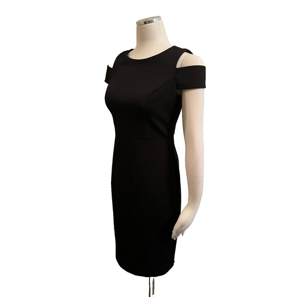 Vince Camuto 2 Dress Black Formal Black Tie Fitted Knee Cap Sleeves - Picture 4 of 7